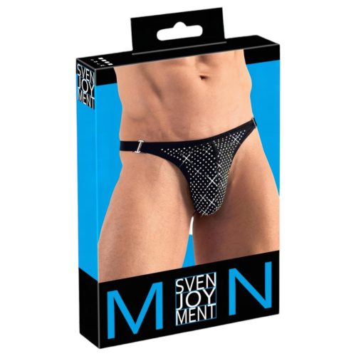 Svenjoyment - strasszos férfi tanga (fekete) - M