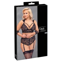   Cottelli Bondage Plus Size - csipke melltartó szett (fekete) - XL