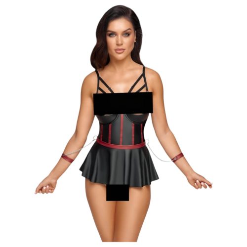 Cottelli Bondage - fényes szett és kar bilincs (fekete) - 85C/L