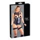 Cottelli Bondage - fényes nyitott body és kar bilincs (fekete) - XL