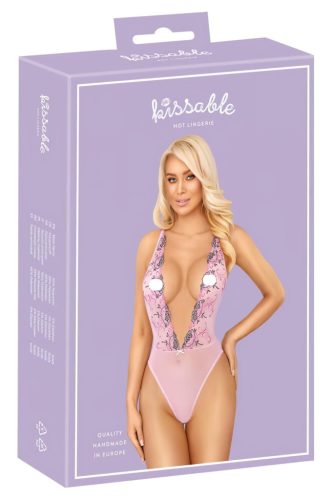Kissable - rózsás hímzéses body (pink) - L/XL