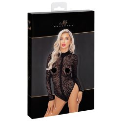 Noir - leopárd mintás, hosszúujjú body (fekete) - S