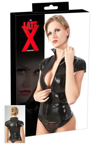 LATEX - cipzáras, rövidujjú női felső (fekete) - XL