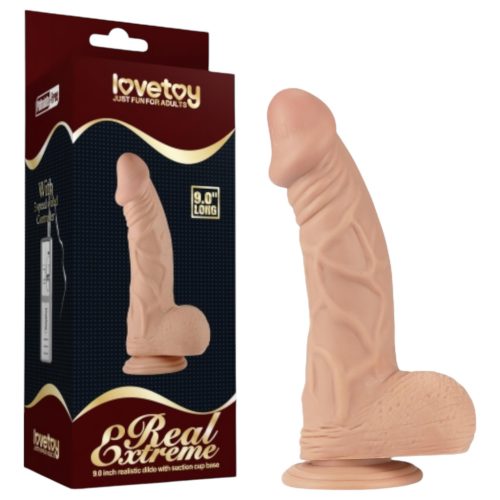 Lovetoy Real Extreme - tapadókorongos dildó - 23cm (natúr)
