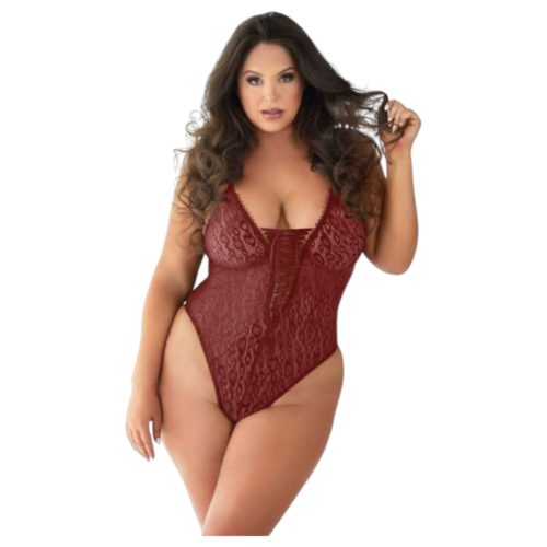 Allure - leopárdmintás body (piros) - XL/XXL